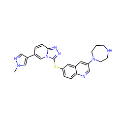 Cn1cc(-c2ccc3nnc(Sc4ccc5ncc(N6CCCNCC6)cc5c4)n3c2)cn1 ZINC000204936699