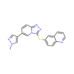 Cn1cc(-c2ccc3nnc(Sc4ccc5ncccc5c4)n3c2)cn1 ZINC000215926269