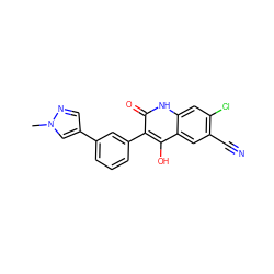 Cn1cc(-c2cccc(-c3c(O)c4cc(C#N)c(Cl)cc4[nH]c3=O)c2)cn1 ZINC000036185219