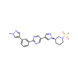 Cn1cc(-c2cccc(-c3ncc(-c4cnn([C@@H]5CCCN(S(C)(=O)=O)C5)c4)cn3)c2)cn1 ZINC000219869963