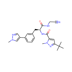 Cn1cc(-c2cccc(C[C@H](NC(=O)c3cc(C(C)(C)C)nn3C)C(=O)NCC#N)c2)cn1 ZINC000043120206