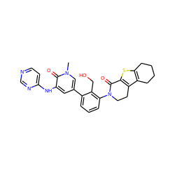 Cn1cc(-c2cccc(N3CCc4c(sc5c4CCCC5)C3=O)c2CO)cc(Nc2ccncn2)c1=O ZINC000116053459