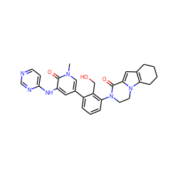 Cn1cc(-c2cccc(N3CCn4c(cc5c4CCCC5)C3=O)c2CO)cc(Nc2ccncn2)c1=O ZINC000116054496