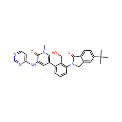 Cn1cc(-c2cccc(N3Cc4cc(C(C)(C)C)ccc4C3=O)c2CO)cc(Nc2ccncn2)c1=O ZINC000113408341