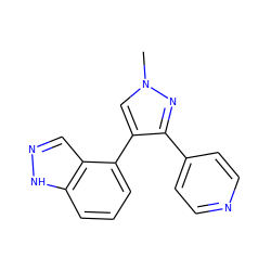 Cn1cc(-c2cccc3[nH]ncc23)c(-c2ccncc2)n1 ZINC000071340671