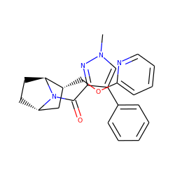 Cn1cc(-c2ccccc2)c(C(=O)N2[C@H]3CC[C@H]2[C@H](COc2ccccn2)C3)n1 ZINC000226076384