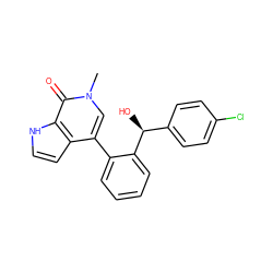 Cn1cc(-c2ccccc2[C@@H](O)c2ccc(Cl)cc2)c2cc[nH]c2c1=O ZINC000146385148