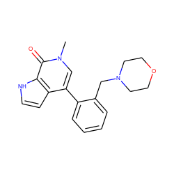 Cn1cc(-c2ccccc2CN2CCOCC2)c2cc[nH]c2c1=O ZINC000146436870