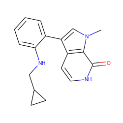 Cn1cc(-c2ccccc2NCC2CC2)c2cc[nH]c(=O)c21 ZINC000224908679