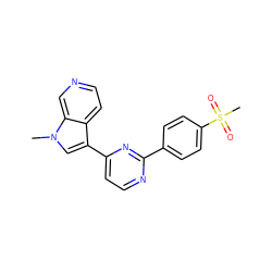 Cn1cc(-c2ccnc(-c3ccc(S(C)(=O)=O)cc3)n2)c2ccncc21 ZINC000299865848