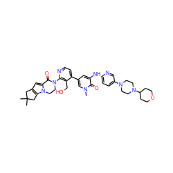 Cn1cc(-c2ccnc(N3CCn4c(cc5c4CC(C)(C)C5)C3=O)c2CO)cc(Nc2ccc(N3CCN(C4CCOCC4)CC3)cn2)c1=O ZINC001772579346