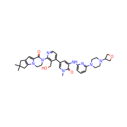 Cn1cc(-c2ccnc(N3CCn4c(cc5c4CC(C)(C)C5)C3=O)c2CO)cc(Nc2cccc(N3CCN(C4COC4)CC3)n2)c1=O ZINC001772590319