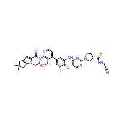 Cn1cc(-c2ccnc(N3CCn4c(cc5c4CC(C)(C)C5)C3=O)c2CO)cc(Nc2ccnc(N3CC[C@H](C(=O)NCC#N)C3)n2)c1=O ZINC001772629804