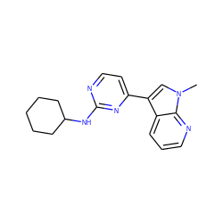 Cn1cc(-c2ccnc(NC3CCCCC3)n2)c2cccnc21 ZINC000036124426