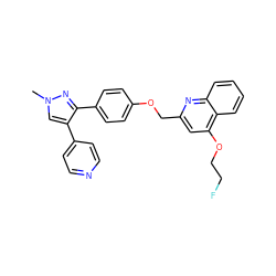 Cn1cc(-c2ccncc2)c(-c2ccc(OCc3cc(OCCF)c4ccccc4n3)cc2)n1 ZINC000473152222