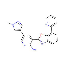Cn1cc(-c2cnc(N)c(-c3nc4cccc(-c5ccccn5)c4o3)c2)cn1 ZINC000084653251