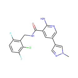 Cn1cc(-c2cnc(N)c(C(=O)NCc3c(F)ccc(F)c3Cl)c2)cn1 ZINC000084709720