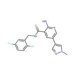 Cn1cc(-c2cnc(N)c(C(=O)NCc3cc(F)ccc3F)c2)cn1 ZINC000084689849