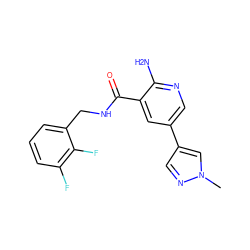 Cn1cc(-c2cnc(N)c(C(=O)NCc3cccc(F)c3F)c2)cn1 ZINC000084689364