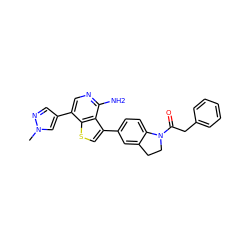 Cn1cc(-c2cnc(N)c3c(-c4ccc5c(c4)CCN5C(=O)Cc4ccccc4)csc23)cn1 ZINC000095554251