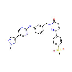 Cn1cc(-c2cnc(Nc3cccc(Cn4nc(-c5ccc(S(C)(=O)=O)cc5)ccc4=O)c3)nc2)cn1 ZINC000653690498