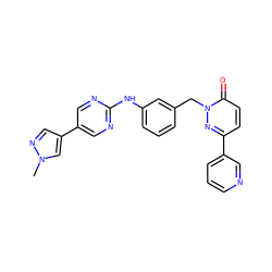 Cn1cc(-c2cnc(Nc3cccc(Cn4nc(-c5cccnc5)ccc4=O)c3)nc2)cn1 ZINC000653688563