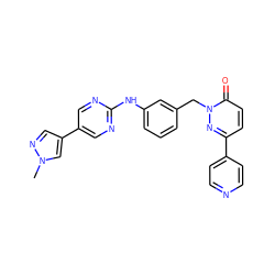 Cn1cc(-c2cnc(Nc3cccc(Cn4nc(-c5ccncc5)ccc4=O)c3)nc2)cn1 ZINC000653688581