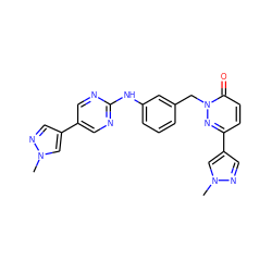 Cn1cc(-c2cnc(Nc3cccc(Cn4nc(-c5cnn(C)c5)ccc4=O)c3)nc2)cn1 ZINC000653692846