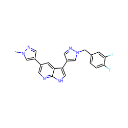 Cn1cc(-c2cnc3[nH]cc(-c4cnn(Cc5ccc(F)c(F)c5)c4)c3c2)cn1 ZINC000096282973