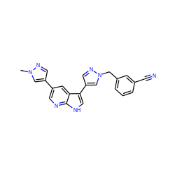 Cn1cc(-c2cnc3[nH]cc(-c4cnn(Cc5cccc(C#N)c5)c4)c3c2)cn1 ZINC000096282987