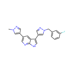 Cn1cc(-c2cnc3[nH]cc(-c4cnn(Cc5cccc(F)c5)c4)c3c2)cn1 ZINC000096282976