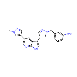 Cn1cc(-c2cnc3[nH]cc(-c4cnn(Cc5cccc(N)c5)c4)c3c2)cn1 ZINC000096282983