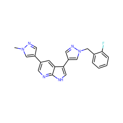 Cn1cc(-c2cnc3[nH]cc(-c4cnn(Cc5ccccc5F)c4)c3c2)cn1 ZINC000096282988