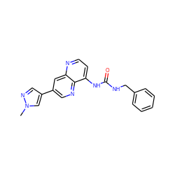 Cn1cc(-c2cnc3c(NC(=O)NCc4ccccc4)ccnc3c2)cn1 ZINC000117566174