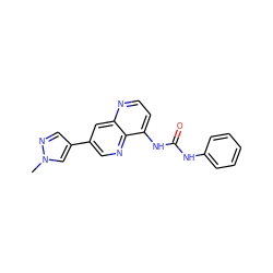 Cn1cc(-c2cnc3c(NC(=O)Nc4ccccc4)ccnc3c2)cn1 ZINC000117573939