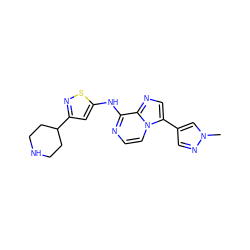 Cn1cc(-c2cnc3c(Nc4cc(C5CCNCC5)ns4)nccn23)cn1 ZINC000035967470