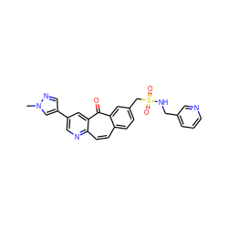 Cn1cc(-c2cnc3ccc4ccc(CS(=O)(=O)NCc5cccnc5)cc4c(=O)c3c2)cn1 ZINC000095582345