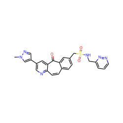 Cn1cc(-c2cnc3ccc4ccc(CS(=O)(=O)NCc5cccnn5)cc4c(=O)c3c2)cn1 ZINC000095585058