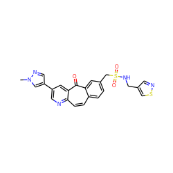 Cn1cc(-c2cnc3ccc4ccc(CS(=O)(=O)NCc5cnsc5)cc4c(=O)c3c2)cn1 ZINC000095584635