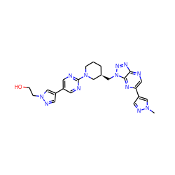 Cn1cc(-c2cnc3nnn(C[C@@H]4CCCN(c5ncc(-c6cnn(CCO)c6)cn5)C4)c3n2)cn1 ZINC000210738577