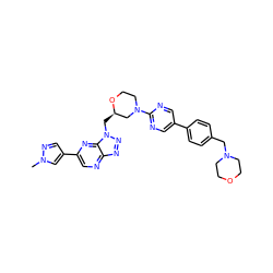 Cn1cc(-c2cnc3nnn(C[C@@H]4CN(c5ncc(-c6ccc(CN7CCOCC7)cc6)cn5)CCO4)c3n2)cn1 ZINC000210706200