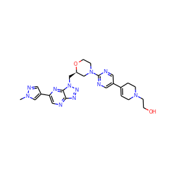 Cn1cc(-c2cnc3nnn(C[C@@H]4CN(c5ncc(C6=CCN(CCO)CC6)cn5)CCO4)c3n2)cn1 ZINC000210685289