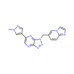 Cn1cc(-c2cnc3nnn(Cc4ccc5nccn5c4)c3n2)cn1 ZINC000072315569