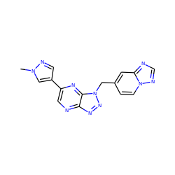 Cn1cc(-c2cnc3nnn(Cc4ccn5ncnc5c4)c3n2)cn1 ZINC000149737672