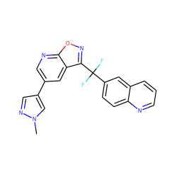 Cn1cc(-c2cnc3onc(C(F)(F)c4ccc5ncccc5c4)c3c2)cn1 ZINC000166098936