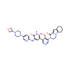 Cn1cc(-c2cncc(N3CCn4c(cc5c4CCCC5)C3=O)c2CO)cc(Nc2ccc(N3CCN(C4COC4)CC3)cn2)c1=O ZINC000205520279