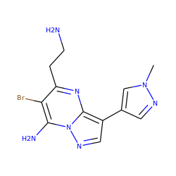 Cn1cc(-c2cnn3c(N)c(Br)c(CCN)nc23)cn1 ZINC000066111549