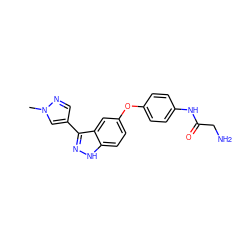 Cn1cc(-c2n[nH]c3ccc(Oc4ccc(NC(=O)CN)cc4)cc23)cn1 ZINC000299866518