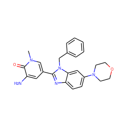 Cn1cc(-c2nc3ccc(N4CCOCC4)cc3n2Cc2ccccc2)cc(N)c1=O ZINC001772649450