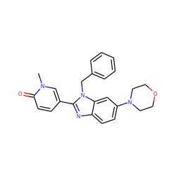 Cn1cc(-c2nc3ccc(N4CCOCC4)cc3n2Cc2ccccc2)ccc1=O ZINC001772605065